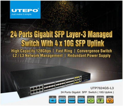 24 ports gigabit L3 managed Ethernet switch with 4X10G SFP uplink